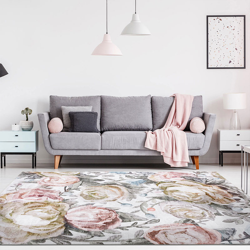 Machine Washable Modern Floral  Area Rug Multicolored