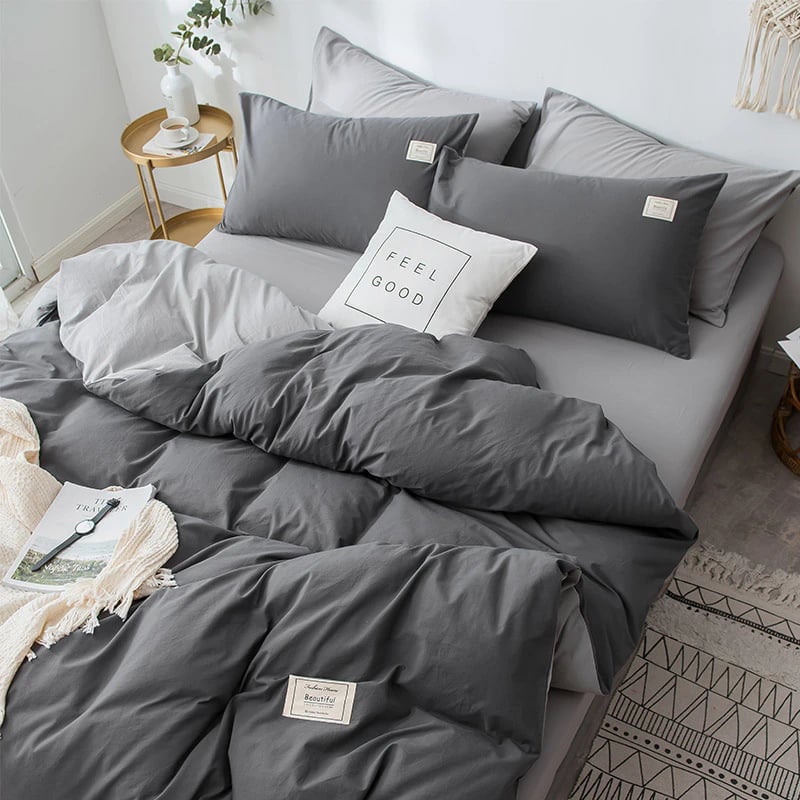 Home Textile Solid Color Duvet Cover Pillow Case Bed Sheet AB Side Quilt Cover (Duvet Cover/Pillow Case /Bed Sheet)