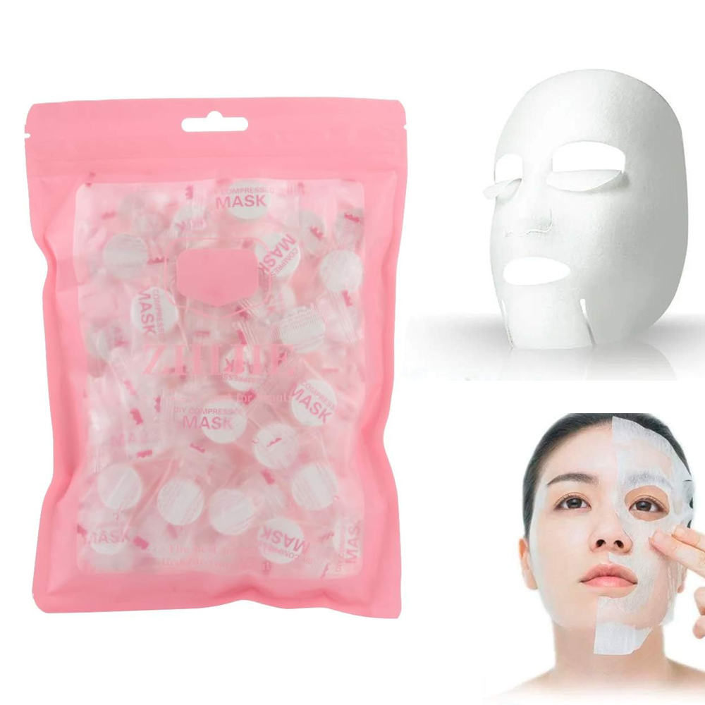 Mascarilla de compresión hidratante facial no tejida, mascarilla desechable comprimida, 100 unidades
