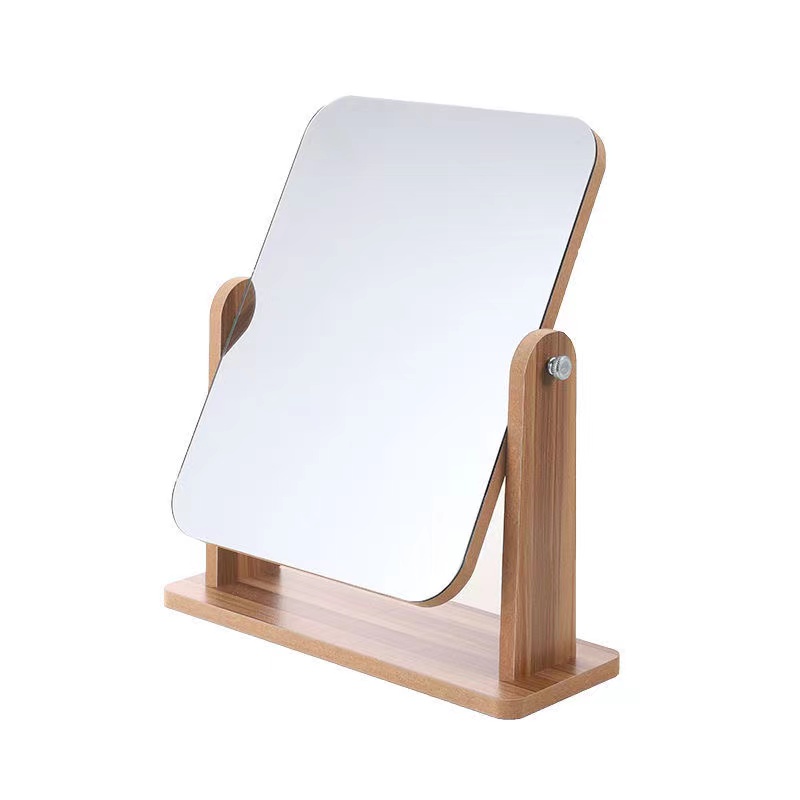 TBYou Espejo de maquillaje de bambú natural, lupa, espejo de tocador giratorio de 360 ​​grados, portátil, espejo de encimera de escritorio , espejo de maquillaje para afeitarse el baño , 8 pulgadas