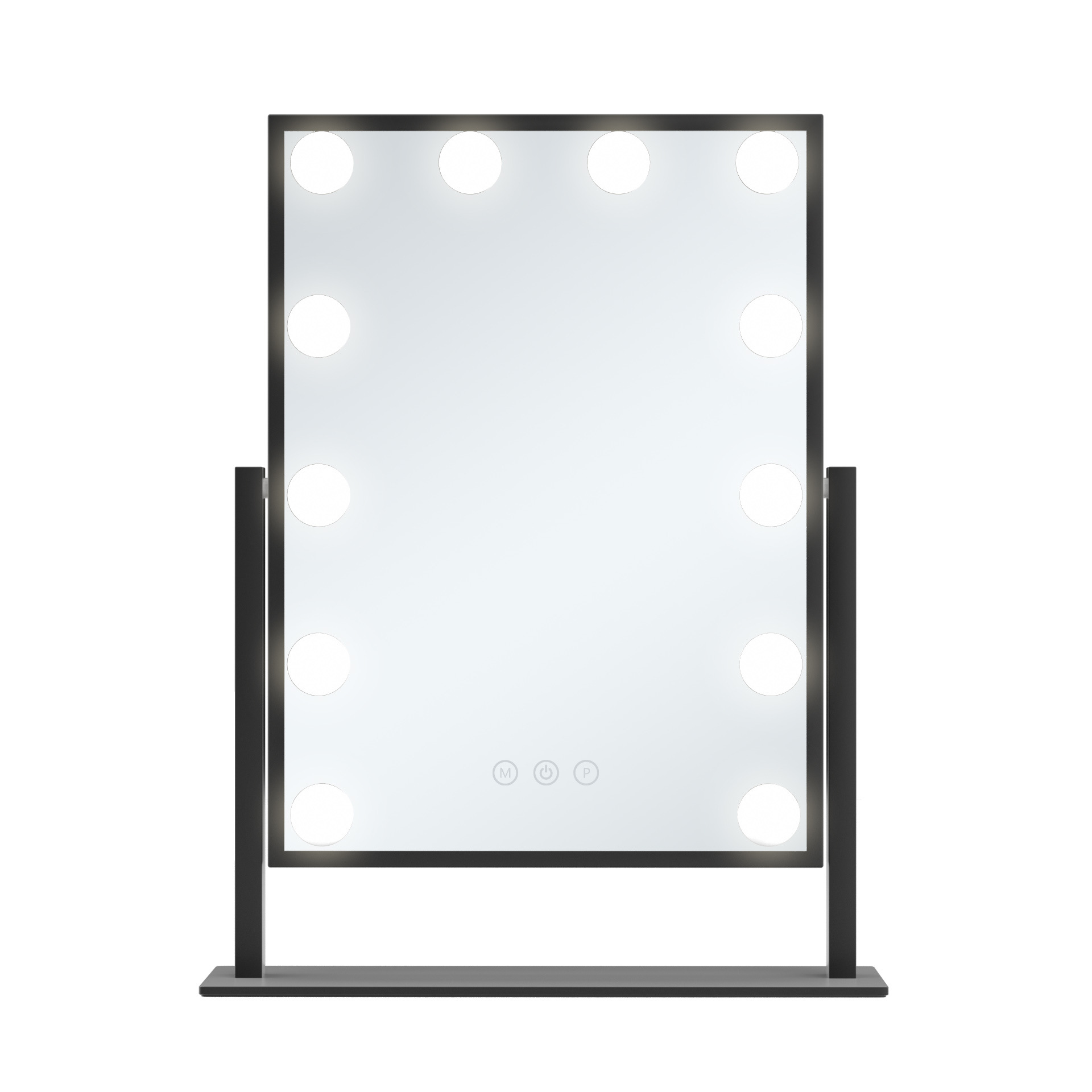 TBYou Espejo de tocador grande con luces, espejo de maquillaje iluminado de Hollywood con 12 bombillas LED regulables para vestidor y dormitorio, aumento de 10x desmontable, rotación de 360°
