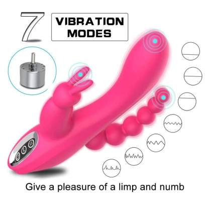 3-in-1 7 Vibrating Modes Rabbit G-Spot Stimulator Anal Dildo Vibrator-BestGSpot