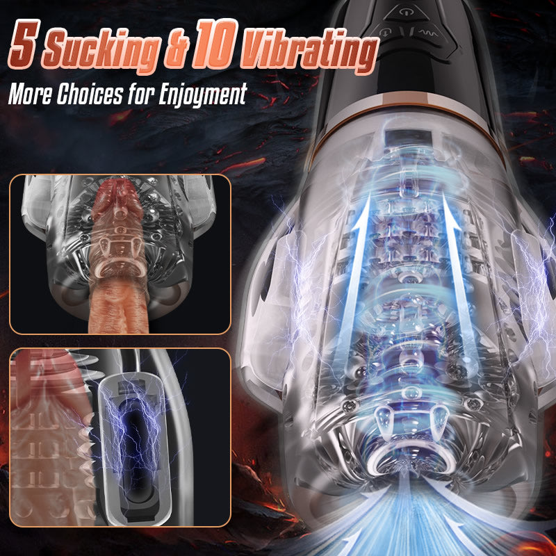 Rocket Sucking Vibrating Transparent Dual Motor Male Masturbation Cup-BestGSpot