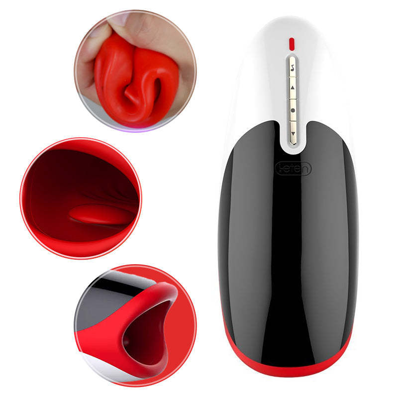 Leten 3 Vibrating 10-Frequency Desire Red Lips Masturbation Cup-BestGSpot