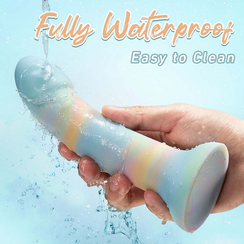 Bestgspot Rainbow Curved Silicone Dildo with Suction Cup-BestGSpot