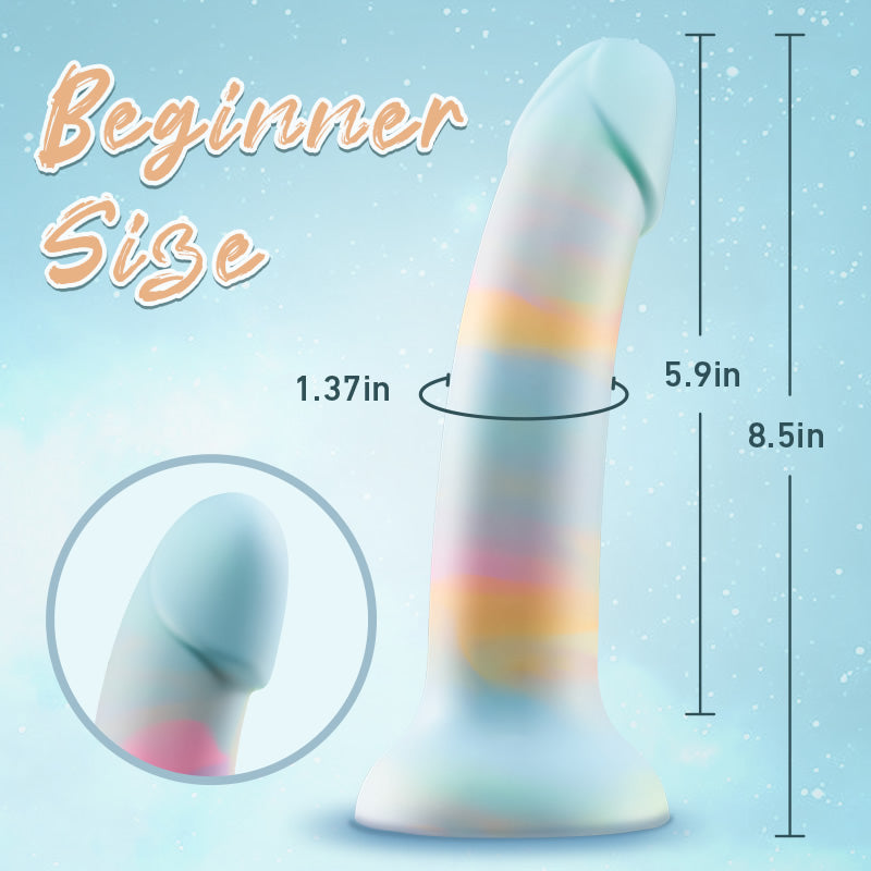 Bestgspot Rainbow Curved Silicone Dildo with Suction Cup-BestGSpot