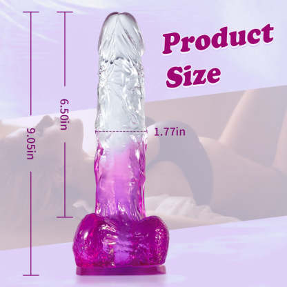 Bestgspot Gradient Color Lifelike Clear G-Spot Silicone Purple Dildo with Suction Cup & Anal Plug-BestGSpot