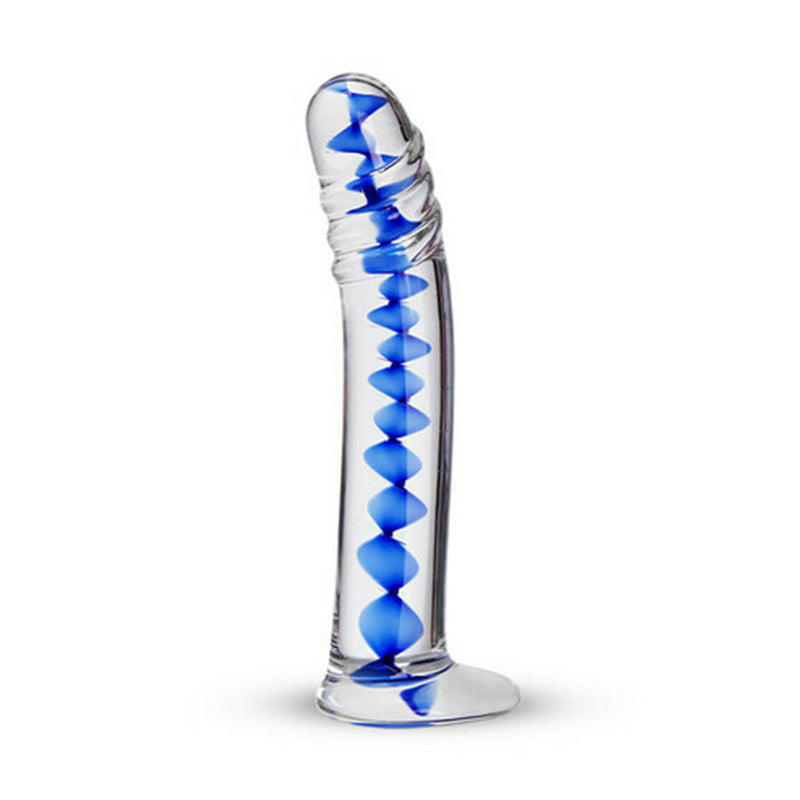 Acomejoy Frozen Sapphire Spiral Glass Dildo (6.18 inch)-BestGSpot