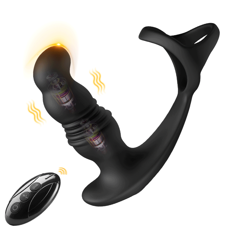 2-in-1 Thrusting & Vibrating Anal Massager with Cock Ring - Double the Pleasure-BestGSpot