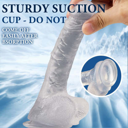 AcameJoy Manual Transparent 7.4" Suction Cup Large Dildo-BestGSpot