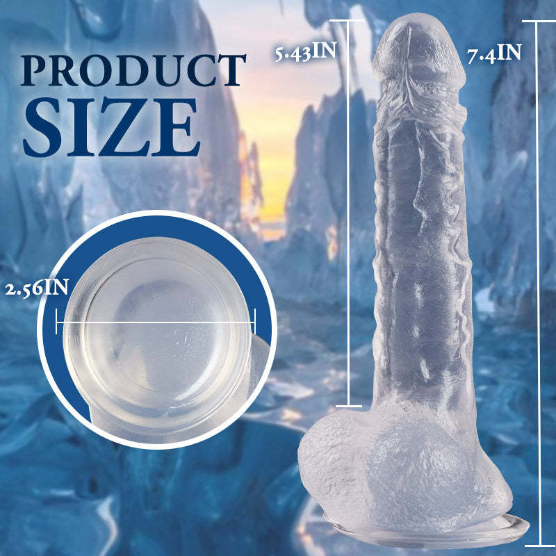 AcameJoy Manual Transparent 7.4" Suction Cup Large Dildo-BestGSpot