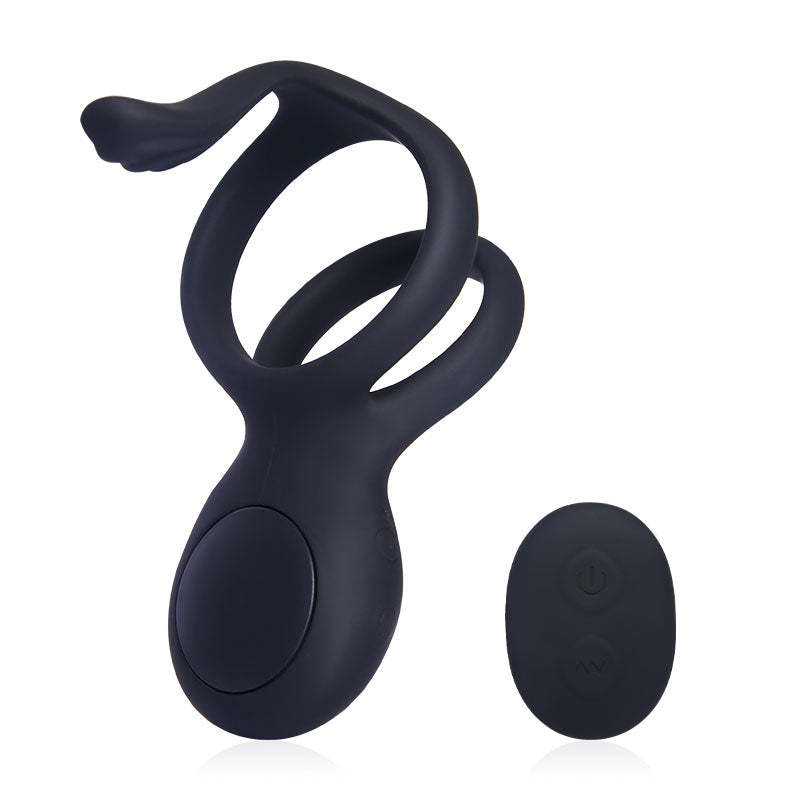 Hot Vibration Stimulating Remote Control Double Cock Ring for Couple Play-BestGSpot