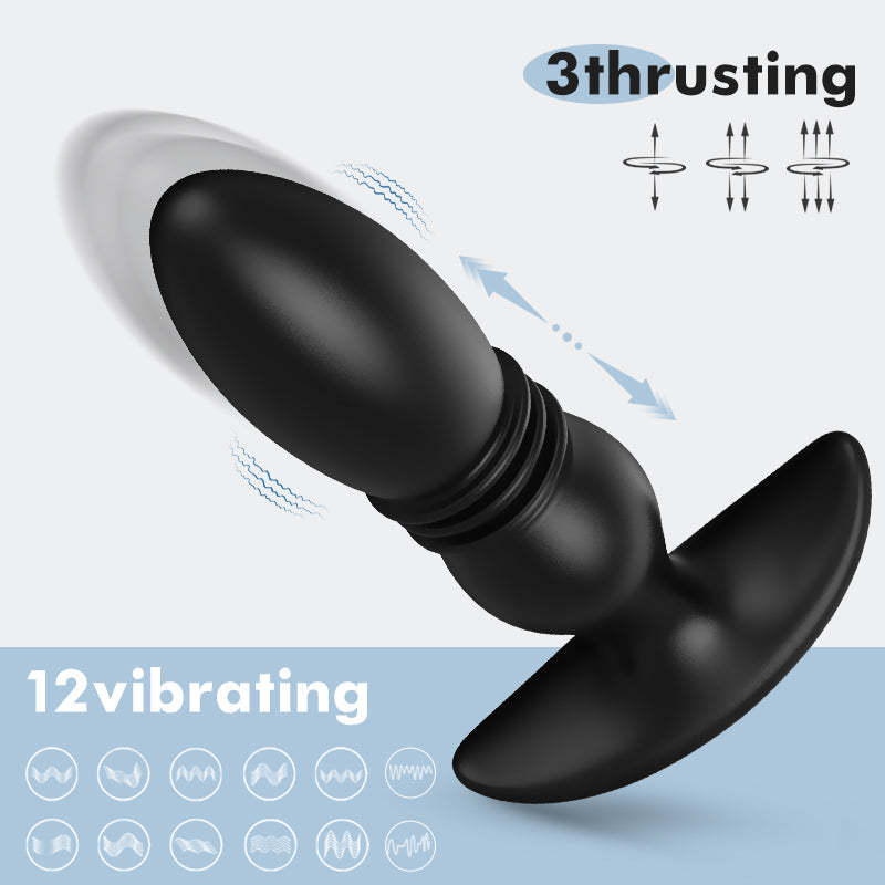 3 Thrusting 12 Vibrating Silicone Prostate Massager with Remote Control-BestGSpot