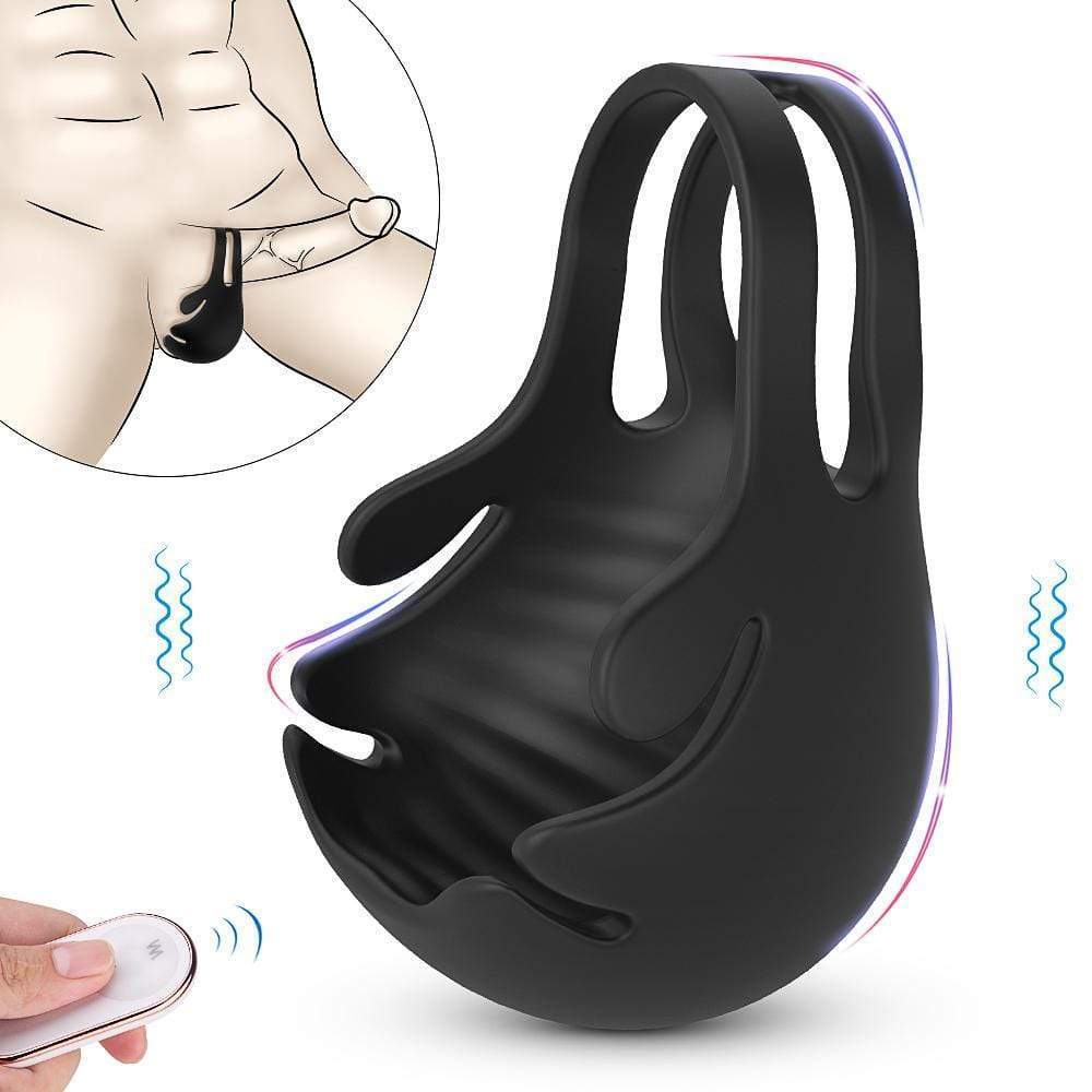1.29" 9-Speed Vibrating Penis Ring with Testicles Teaser-BestGSpot