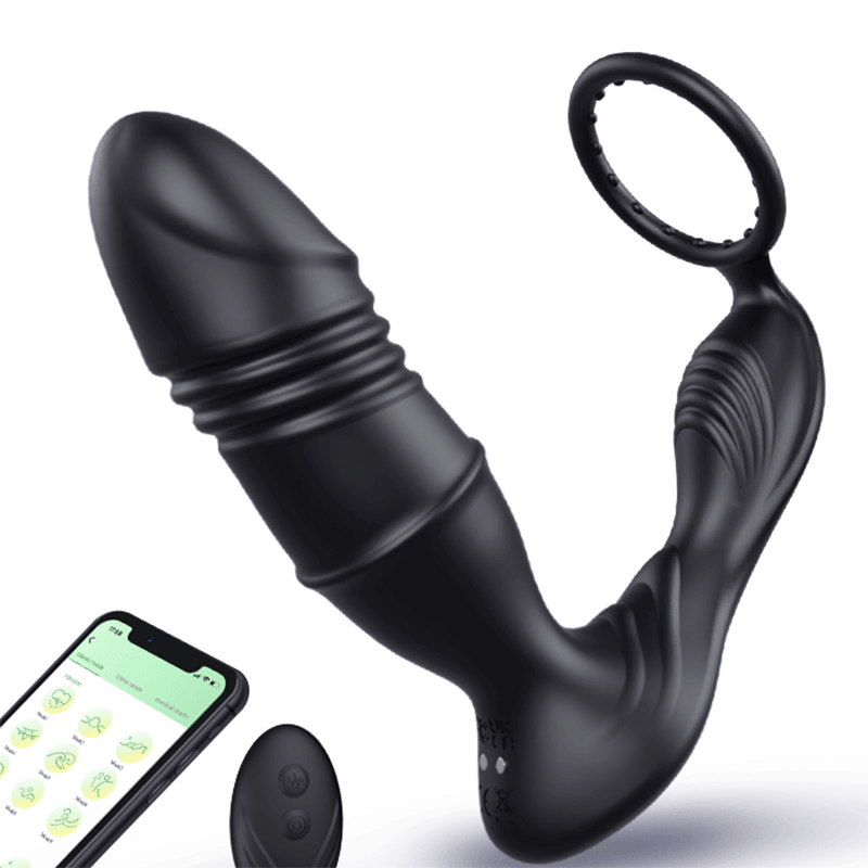 Murphy App Controller 9 Telescopic Vibration Penis Ring Locking Prostate Massager-BestGSpot