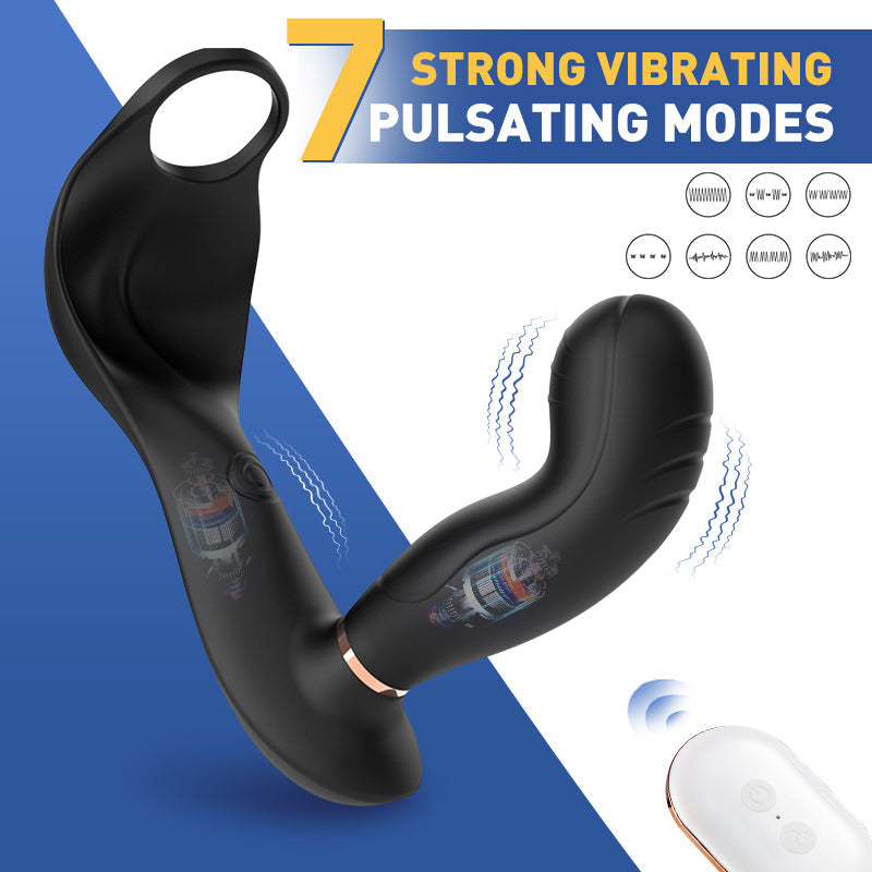 7 Vibrating Pulsating Balls Teasing Butt Plug with Cock Ring: Unleash Pleasure at its Finest-BestGSpot