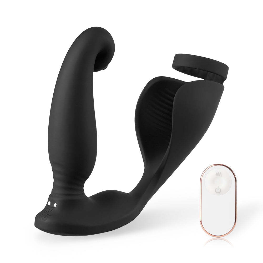 S-HANDE Versatile Vibrating Remote Control Cock Ring Butt Plug Prostate Massager-BestGSpot