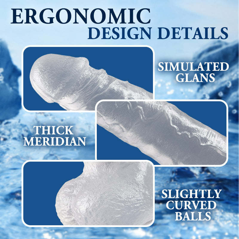 AcameJoy Manual Transparent 7.4" Suction Cup Large Dildo-BestGSpot