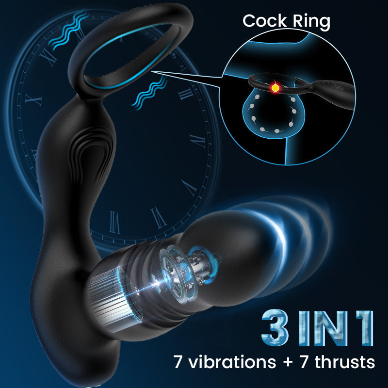 Gurin 7 Vibrations 7 Thrusts Cock Ring Prostate Massager-BestGSpot