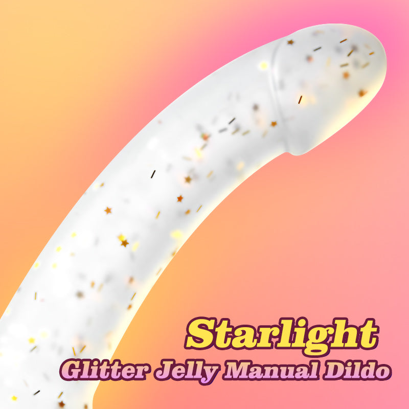 BestGspot Jelly Clear Star Glitter 6.29in Handheld Dildo-BestGSpot