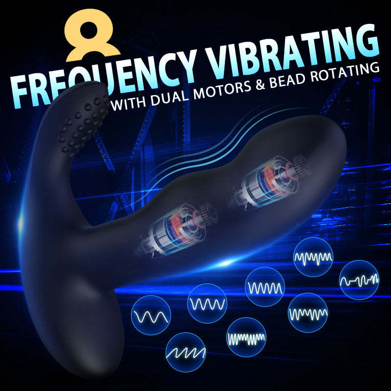 Black Panther 8-Frequency Vibrating Bead Rotating Prostate Massager-BestGSpot