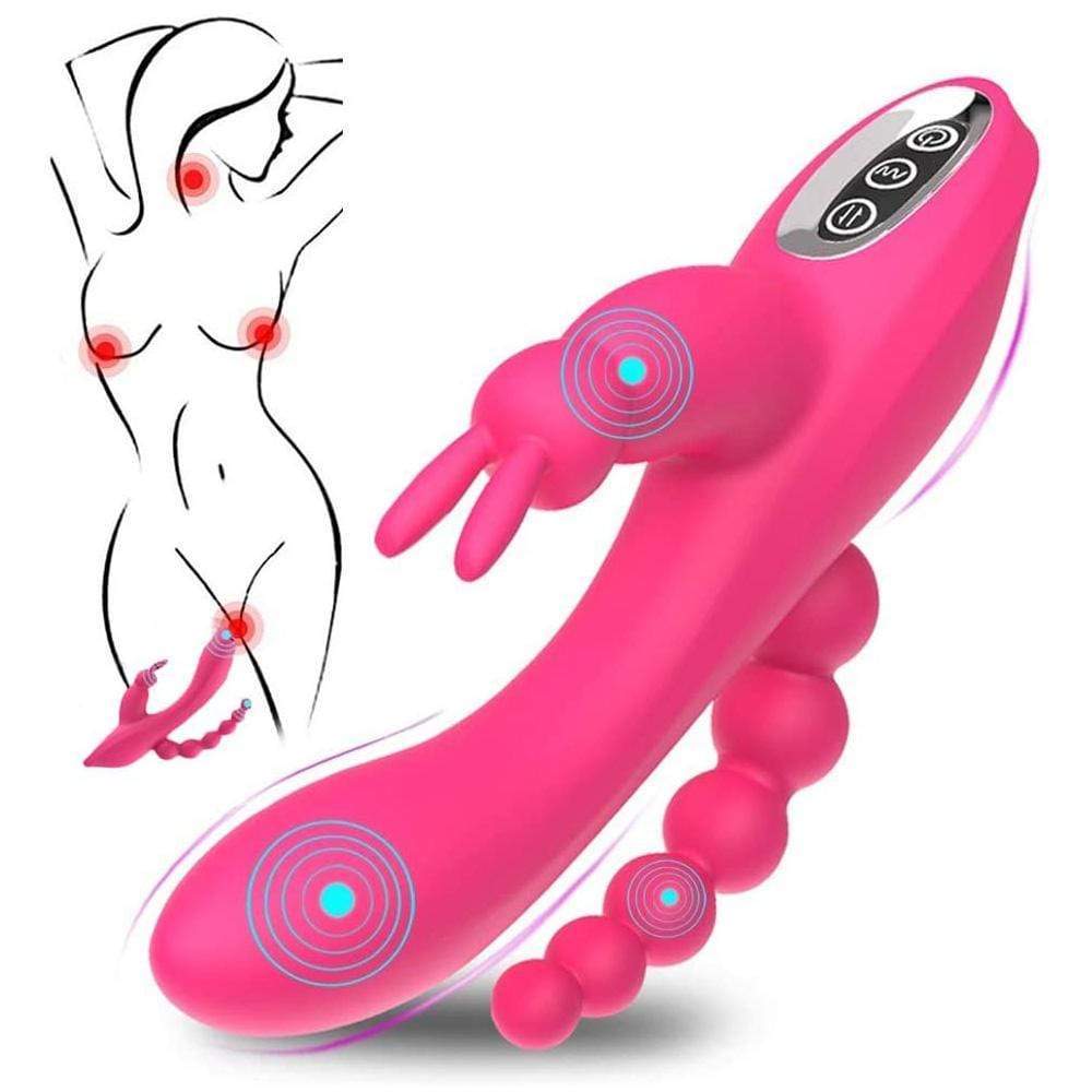 3-in-1 7 Vibrating Modes Rabbit G-Spot Stimulator Anal Dildo Vibrator-BestGSpot