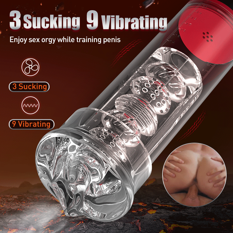 S-HANDE 9 Vibrating 9 Sucking Transparent Penis Enlargement Pump