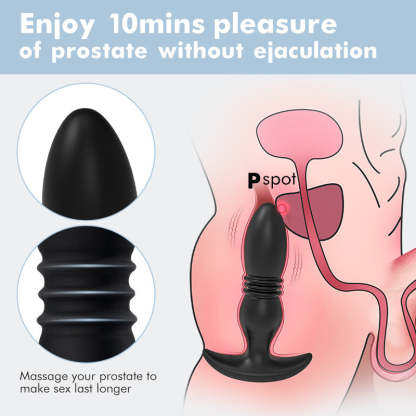 3 Thrusting 12 Vibrating Silicone Prostate Massager with Remote Control-BestGSpot