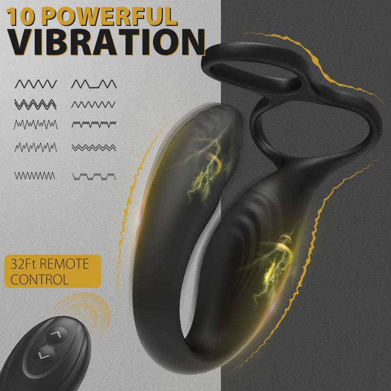 Reyer Wearable Prostate Massager with 10 Quiet Vibrations and Dual Cock Ring-BestGSpot