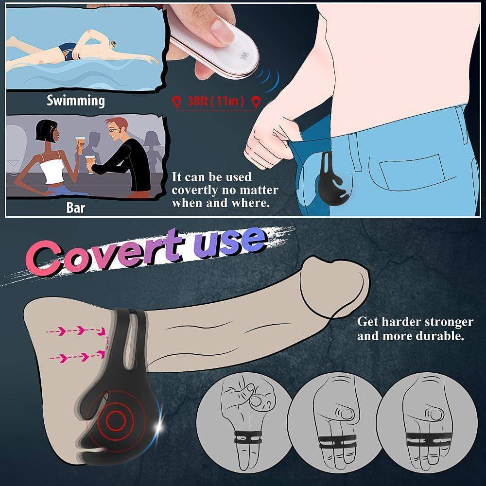 1.29" 9-Speed Vibrating Penis Ring with Testicles Teaser-BestGSpot