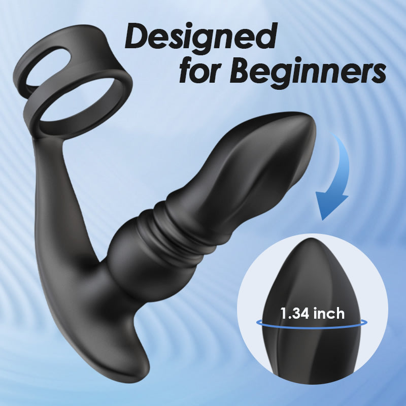 Ellis 7 Thrusting Vibrating Drill Spirals with Double Cock Rings Prostate Massager-BestGSpot