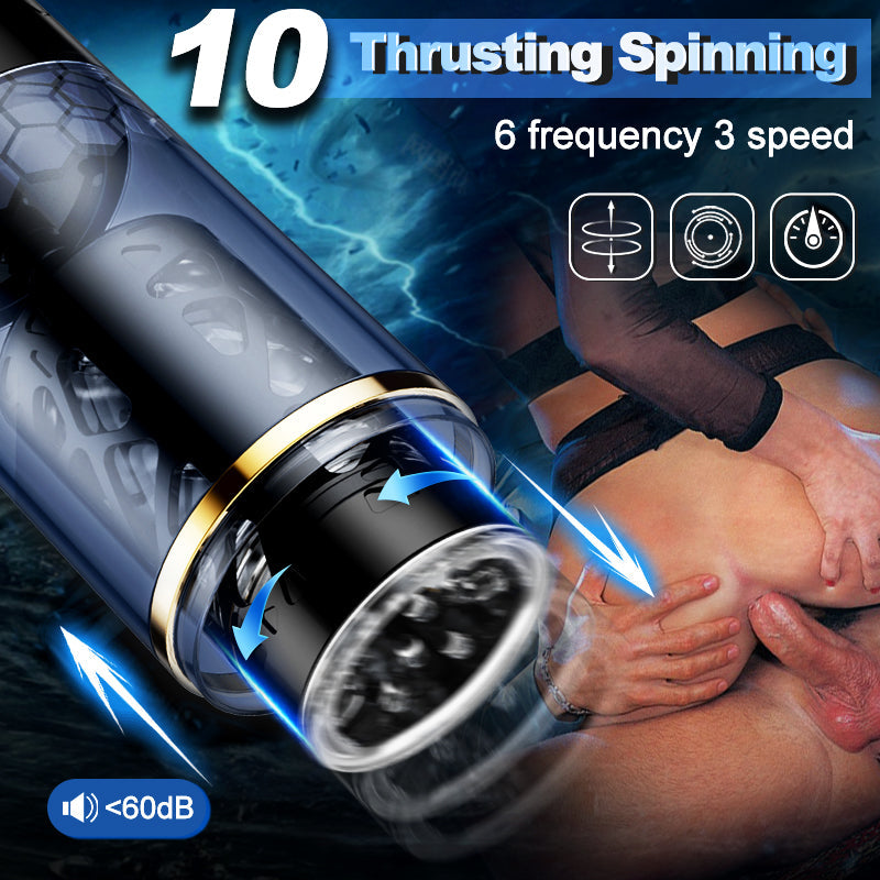 Lightning 10 Thrusting Spinning Suction Technical Sense Male Masturbation Cups-BestGSpot