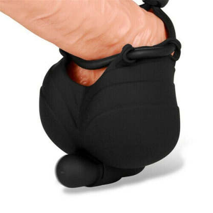 Soft Silicone 10-Speeds Vibration Scrotum Cap Cock Ring-BestGSpot