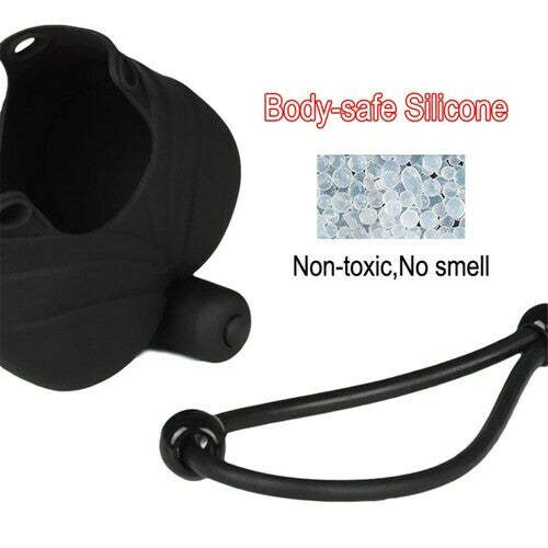 Soft Silicone 10-Speeds Vibration Scrotum Cap Cock Ring-BestGSpot
