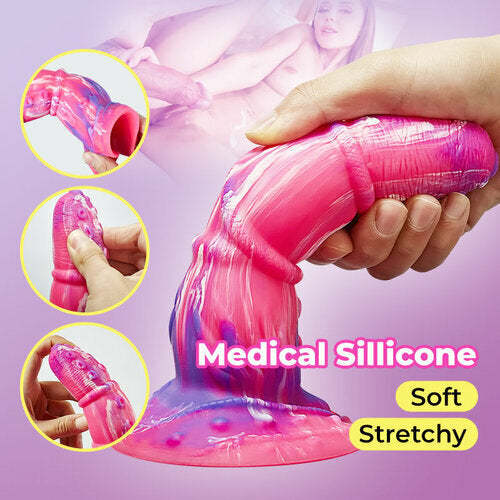 Leo 8-Inch Monster Silicone Rainbow Dildo with Suction Cup-BestGSpot