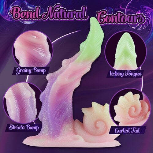 Experience Vibrant Pleasure with the Zane 7.48-Inch Bendy Snail Silicone Rainbow Dildo-BestGSpot