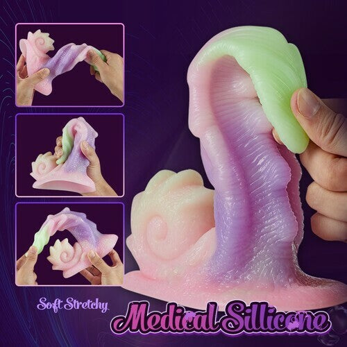 Experience Vibrant Pleasure with the Zane 7.48-Inch Bendy Snail Silicone Rainbow Dildo-BestGSpot