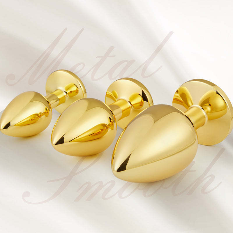 BestGspot 3-Pieces Gold Jewelled Aluminium Butt Plug-BestGSpot
