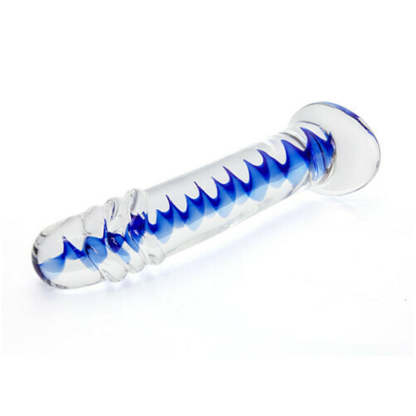Acomejoy Frozen Sapphire Spiral Glass Dildo (6.18 inch)-BestGSpot