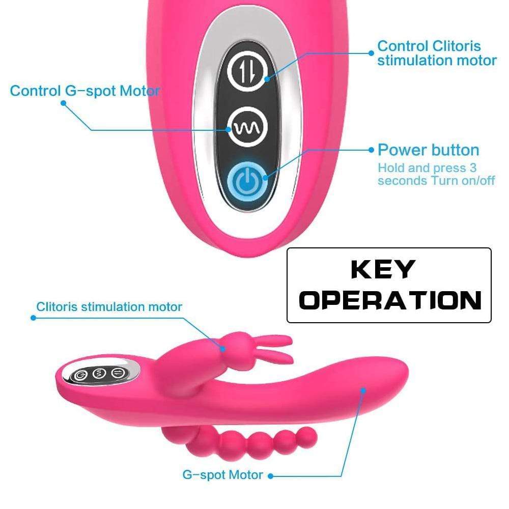 3-in-1 7 Vibrating Modes Rabbit G-Spot Stimulator Anal Dildo Vibrator-BestGSpot