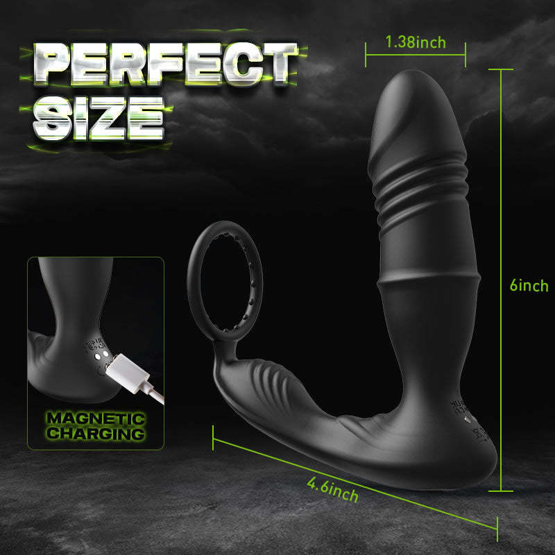 Murphy App Controller 9 Telescopic Vibration Penis Ring Locking Prostate Massager-BestGSpot