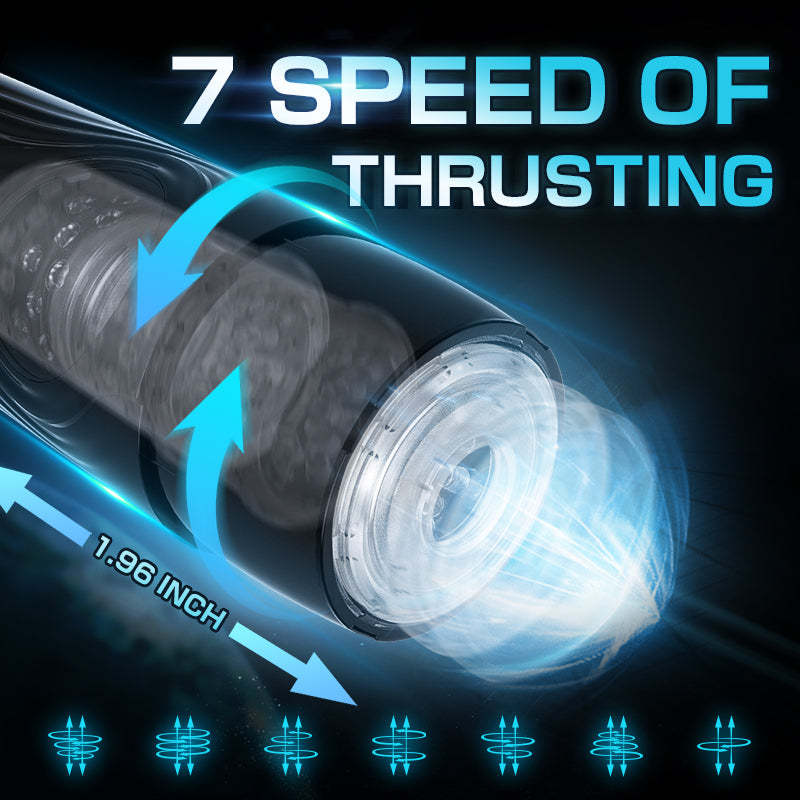 7 Thrusting, 7 Vibrating Hands-Free Masturbation Cup with Suction Base-BestGSpot