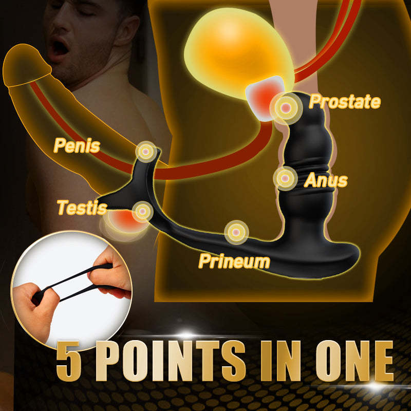 2-in-1 Thrusting & Vibrating Anal Massager with Cock Ring - Double the Pleasure-BestGSpot