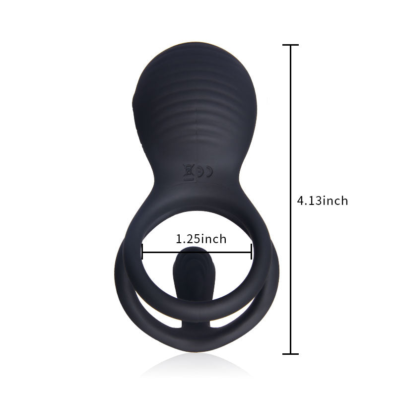 Hot Vibration Stimulating Remote Control Double Cock Ring for Couple Play-BestGSpot