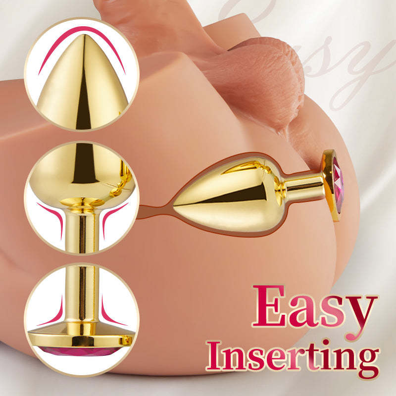 BestGspot 3-Pieces Gold Jewelled Aluminium Butt Plug-BestGSpot