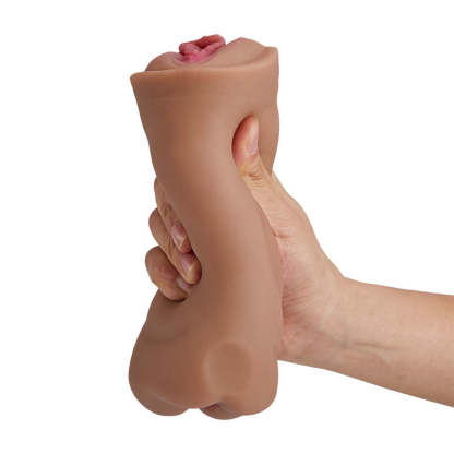 6.7-Inch Tanned Dual Entry Realistic Vagina and Anus Pocket Puss Stroker-BestGSpot
