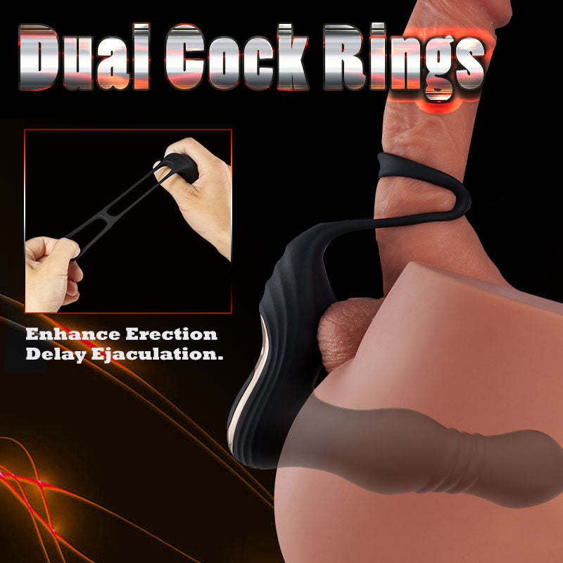 Thor 3 Thrusting 10 Vibrating Dual Cock Rings Prostate Massager-BestGSpot