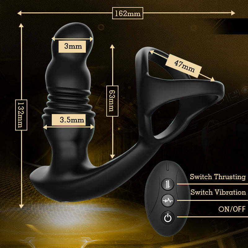 2-in-1 Thrusting & Vibrating Anal Massager with Cock Ring - Double the Pleasure-BestGSpot