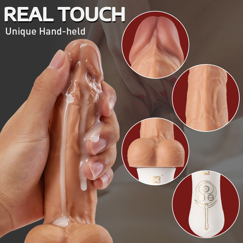 11-Inch Lifelike Silicone Realistic Dildo with 10 Vibrating Modes and 6 Telescoping & Rotating Functions-BestGSpot