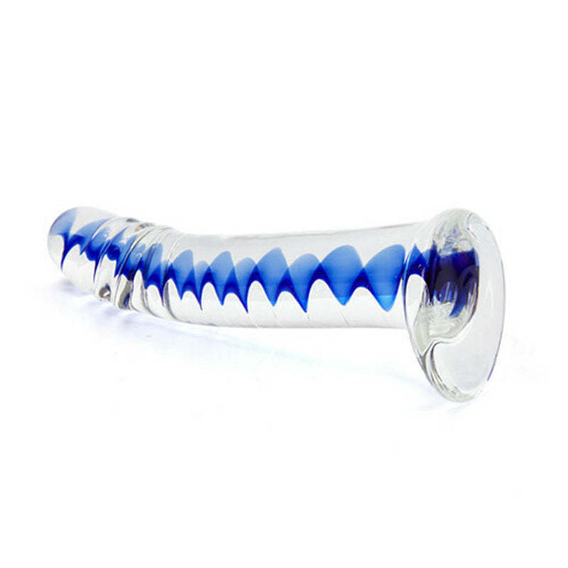 Acomejoy Frozen Sapphire Spiral Glass Dildo (6.18 inch)-BestGSpot